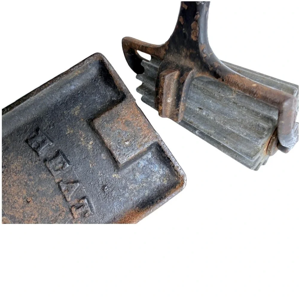 Antique Shepard (marked) Fluting Iron Roller with Lift Handle & Base c 1870-1900
